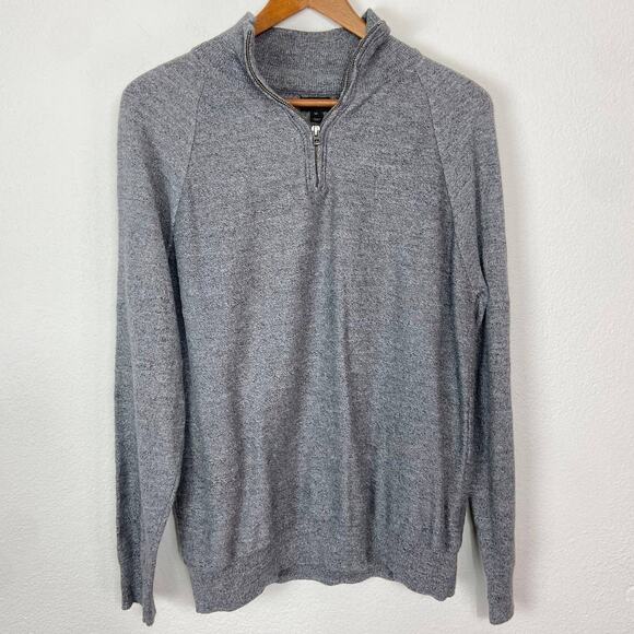 J. Crew Quarter Zip Sweater Mens Size M Heather Gray Knit Rugged Cotton Pullover - Picture 1 of 9
